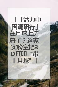 「活力中国调研行」在月球上造房子？这家实验室把3D打印“带上月球”