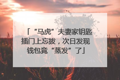 “马虎”夫妻家钥匙插门上忘拔，次日发现钱包竟“蒸发”了