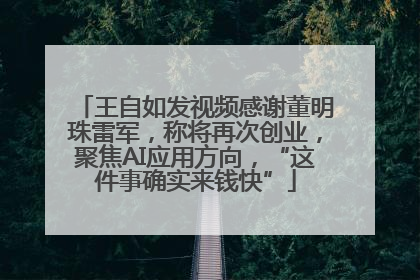 王自如发视频感谢董明珠雷军，称将再次创业，聚焦AI应用方向，“这件事确实来钱快”