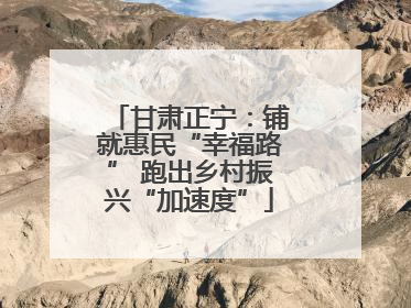 甘肃正宁：铺就惠民“幸福路” 跑出乡村振兴“加速度”