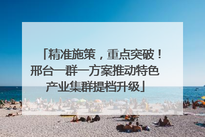 精准施策，重点突破！邢台一群一方案推动特色产业集群提档升级
