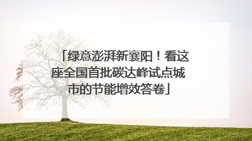 绿意澎湃新襄阳！看这座全国首批碳达峰试点城市的节能增效答卷