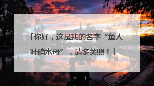 你好，这是我的名字“鱼人叶硝水母”，请多关照！