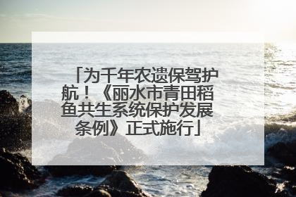 为千年农遗保驾护航！《丽水市青田稻鱼共生系统保护发展条例》正式施行