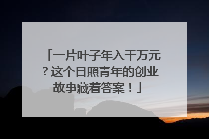 一片叶子年入千万元？这个日照青年的创业故事藏着答案！