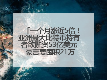一个月涨近5倍！亚洲最大比特币持有者欲融资53亿美元 豪言要囤积21万枚比特币