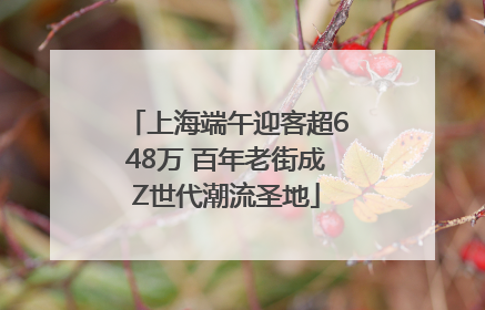 上海端午迎客超648万 百年老街成Z世代潮流圣地