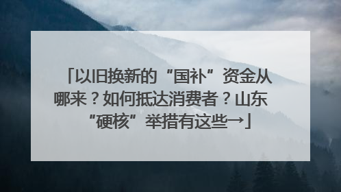 以旧换新的“国补”资金从哪来？如何抵达消费者？山东“硬核”举措有这些→