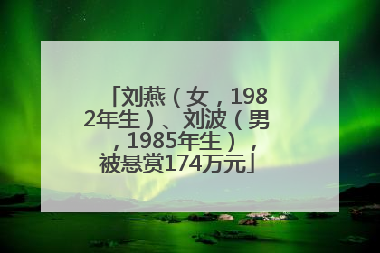 刘燕（女，1982年生）、刘波（男，1985年生），被悬赏174万元