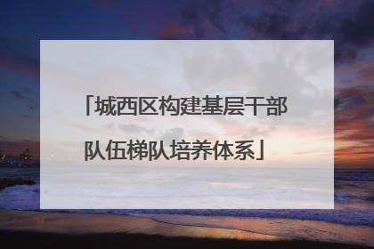 城西区构建基层干部队伍梯队培养体系