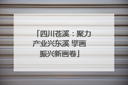 四川苍溪：聚力产业兴东溪 擘画振兴新画卷