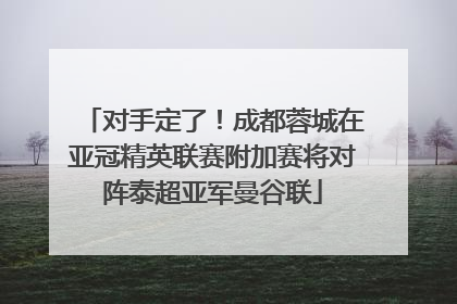 对手定了！成都蓉城在亚冠精英联赛附加赛将对阵泰超亚军曼谷联