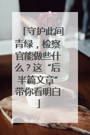 守护此间青绿，检察官能做些什么？这“后半篇文章”带你看明白