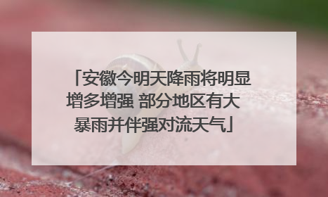 安徽今明天降雨将明显增多增强 部分地区有大暴雨并伴强对流天气