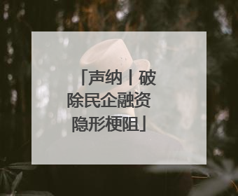 声纳丨破除民企融资隐形梗阻
