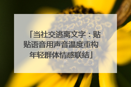 当社交逃离文字：贴贴语音用声音温度重构年轻群体情感联结