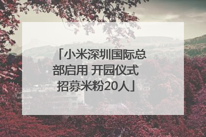 小米深圳国际总部启用 开园仪式招募米粉20人
