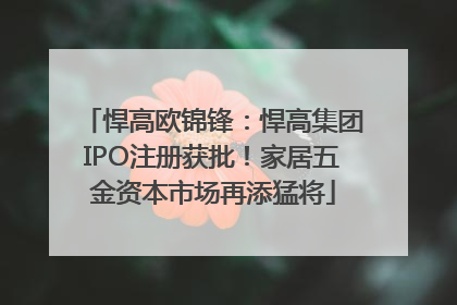 悍高欧锦锋：悍高集团IPO注册获批！家居五金资本市场再添猛将