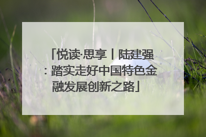 悦读·思享丨陆建强：踏实走好中国特色金融发展创新之路