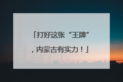 打好这张“王牌”，内蒙古有实力！
