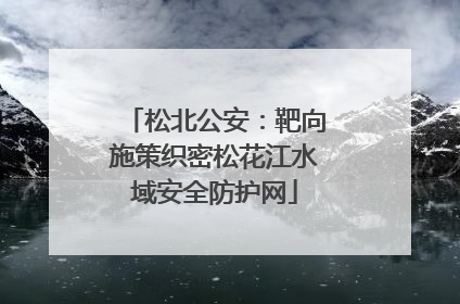 松北公安：靶向施策织密松花江水域安全防护网