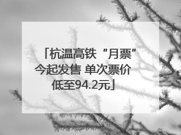 杭温高铁“月票”今起发售 单次票价低至94.2元