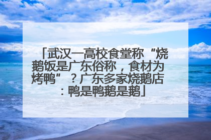 武汉一高校食堂称“烧鹅饭是广东俗称，食材为烤鸭”？广东多家烧鹅店：鸭是鸭鹅是鹅