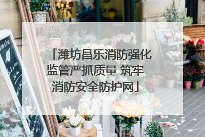 潍坊昌乐消防强化监管严抓质量 筑牢消防安全防护网