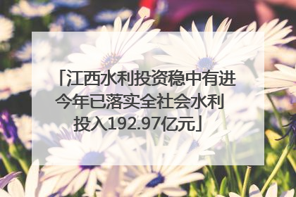 江西水利投资稳中有进 今年已落实全社会水利投入192.97亿元