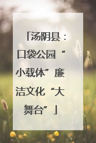 汤阴县：口袋公园“小载体”廉洁文化“大舞台”
