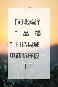 河北鸡泽“一品一播”打造县域电商新样板