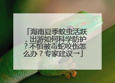 海南夏季蚊虫活跃，出游如何科学防护？不慎被毒蛇咬伤怎么办？专家建议→