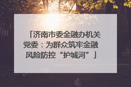济南市委金融办机关党委：为群众筑牢金融风险防控“护城河”