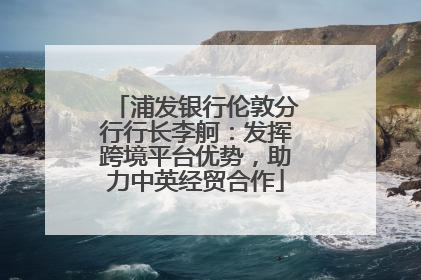 浦发银行伦敦分行行长李舸：发挥跨境平台优势，助力中英经贸合作