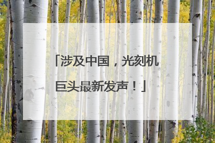 涉及中国，光刻机巨头最新发声！