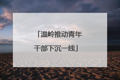 温岭推动青年干部下沉一线