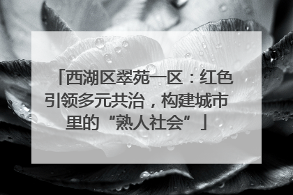 西湖区翠苑一区：红色引领多元共治，构建城市里的“熟人社会”