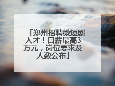 郑州招聘微短剧人才！日薪最高3万元，岗位要求及人数公布