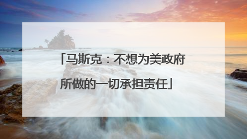 马斯克：不想为美政府所做的一切承担责任