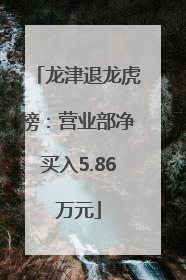 龙津退龙虎榜：营业部净买入5.86万元