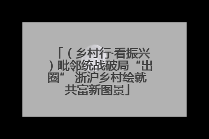（乡村行·看振兴）毗邻统战破局“出圈” 浙沪乡村绘就共富新图景