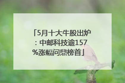 5月十大牛股出炉：中邮科技逾157%涨幅问鼎榜首